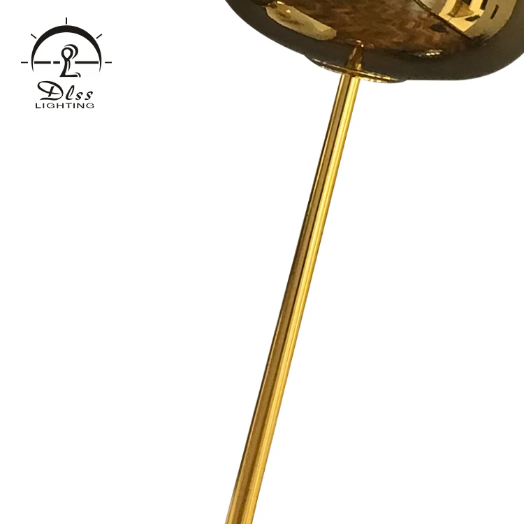 Modern classic hotel project standing long gold iron glass LED floor lamp