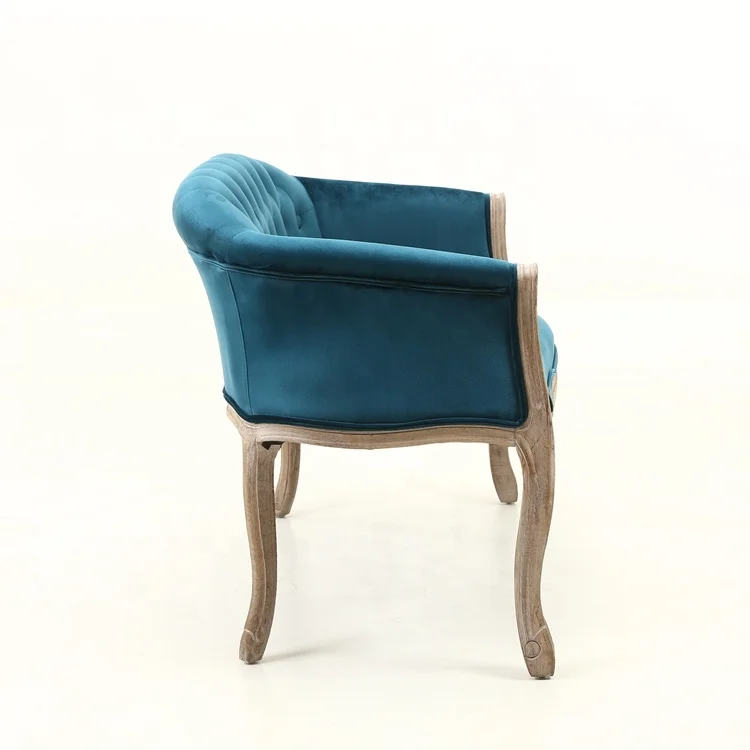 Anji Kaseihomeland Furniture 2 Seaters Blue Velvet Beauty Antique Sofa Love Seat