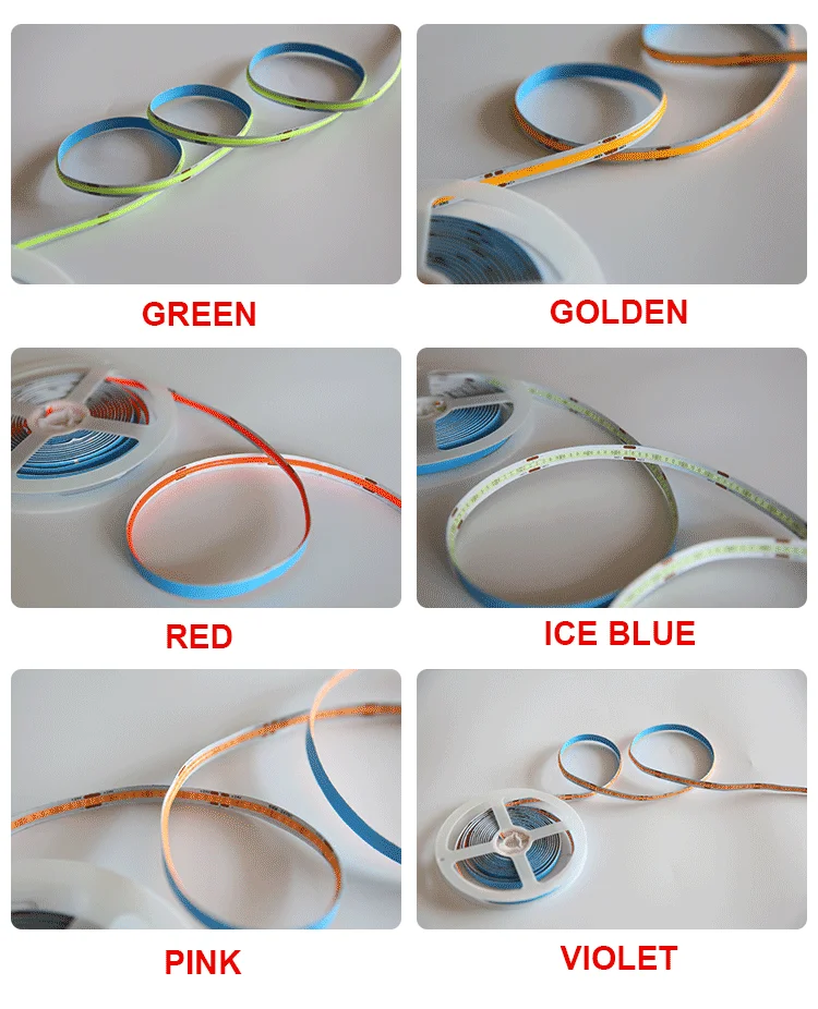 3 years warranty 10w 280led 300led 8mm width PCB cob led cob strip blue 24v 12v