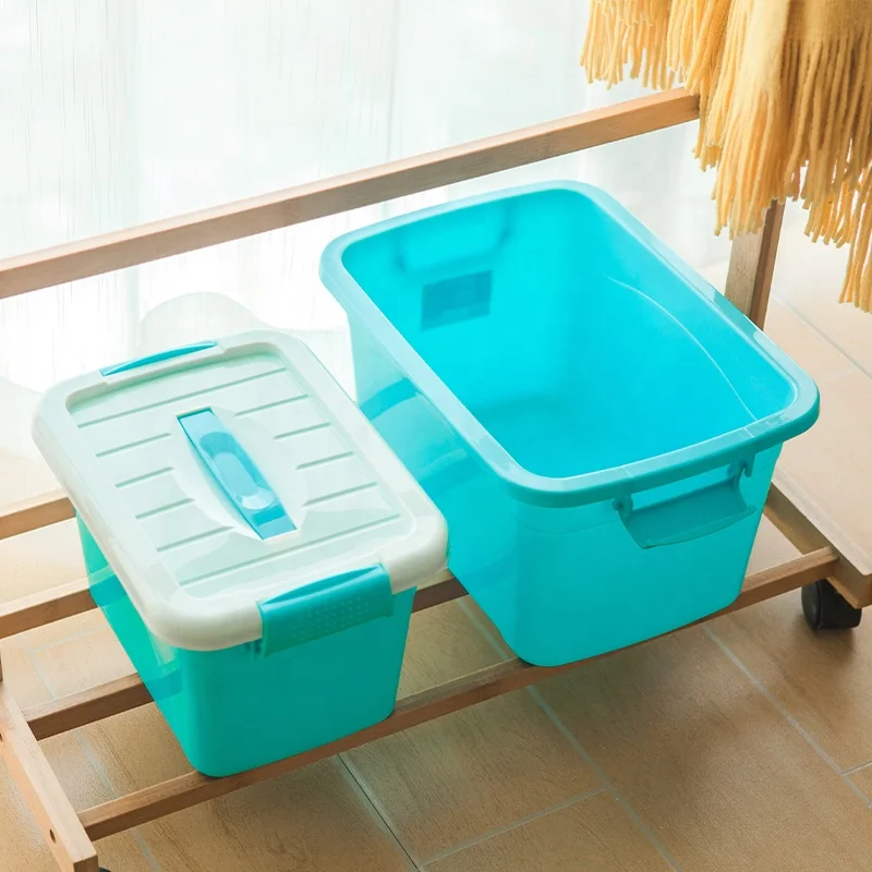Colorful Multifunction Plastic Big Stackable Storage Latch Box Storage Tote Organizing Container With Durable Lid With Handle