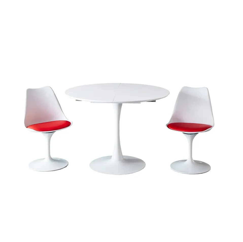 Хороший продаваемый новый стиль бесплатный образец небольшой круглый обеденный стол белый деревянный тюльпан набор