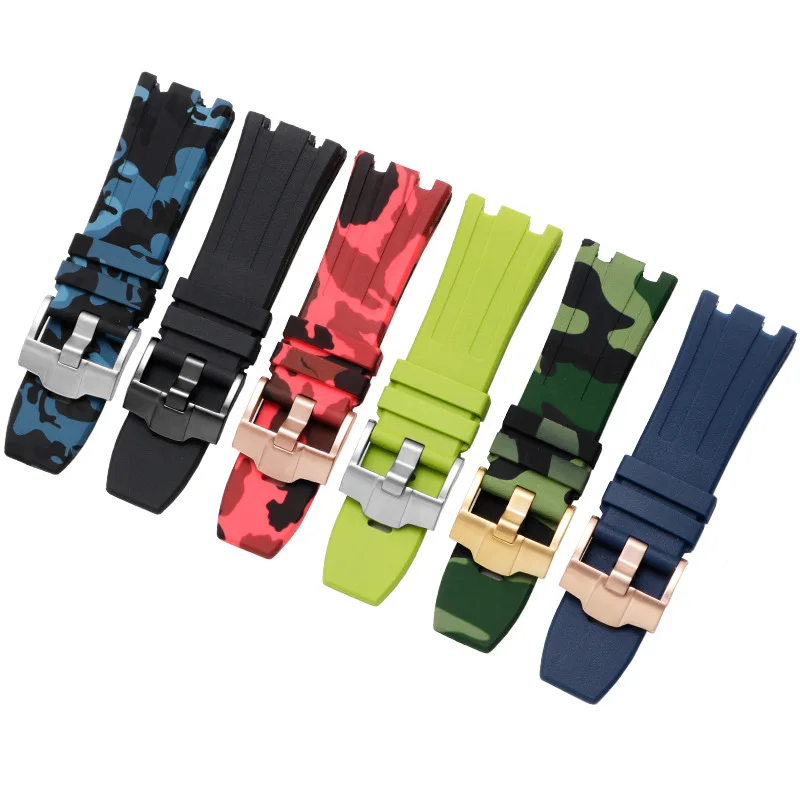 High Quality Camouflage Rubber Watchband 28mm Silicone Watch Strap for AP Watch