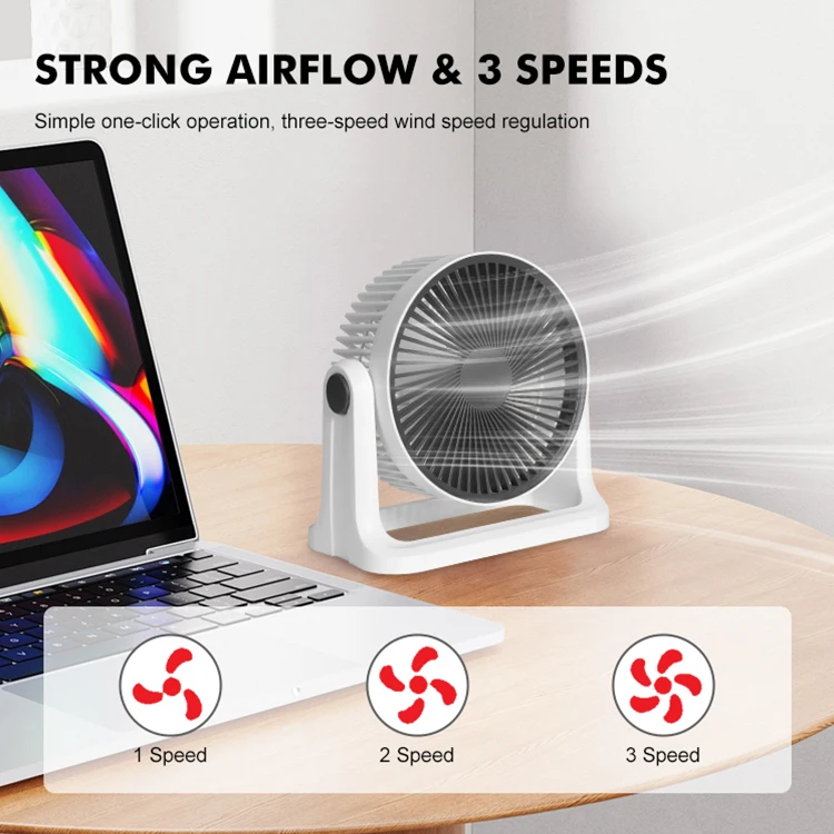 Factory Direct Sales Outdoor Small USB Charging Fan With 3 ABS Blades Bedroom Ultra Quiet Electric Desk Fan