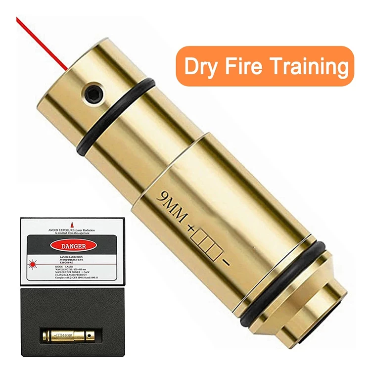 Tactical Fire Shooting Simulator Pistol Gun Red 9 mm Bullets Cartridge Bore Sight bullets caliber 9mm Laser Training