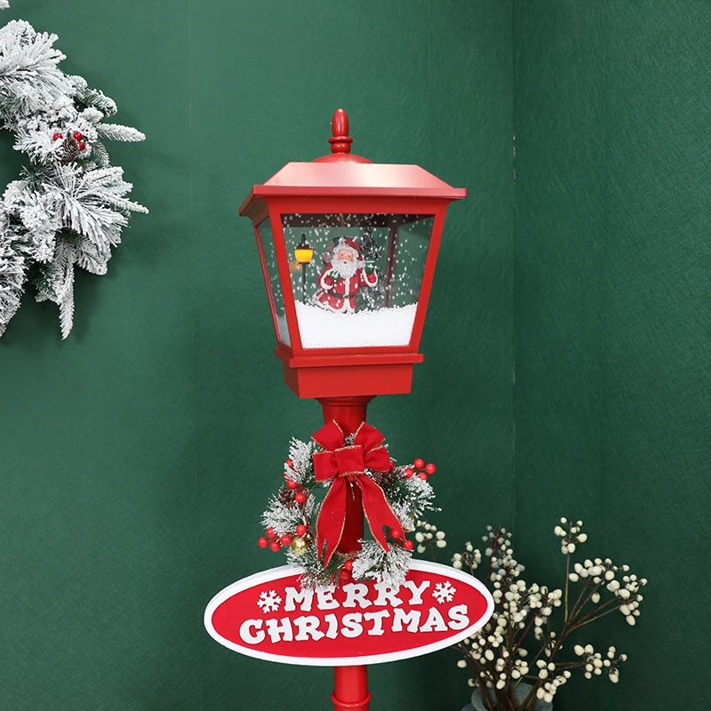
Christmas out decoration red snowing lamp post led Christmas lantern Christmas vertical street lamp 