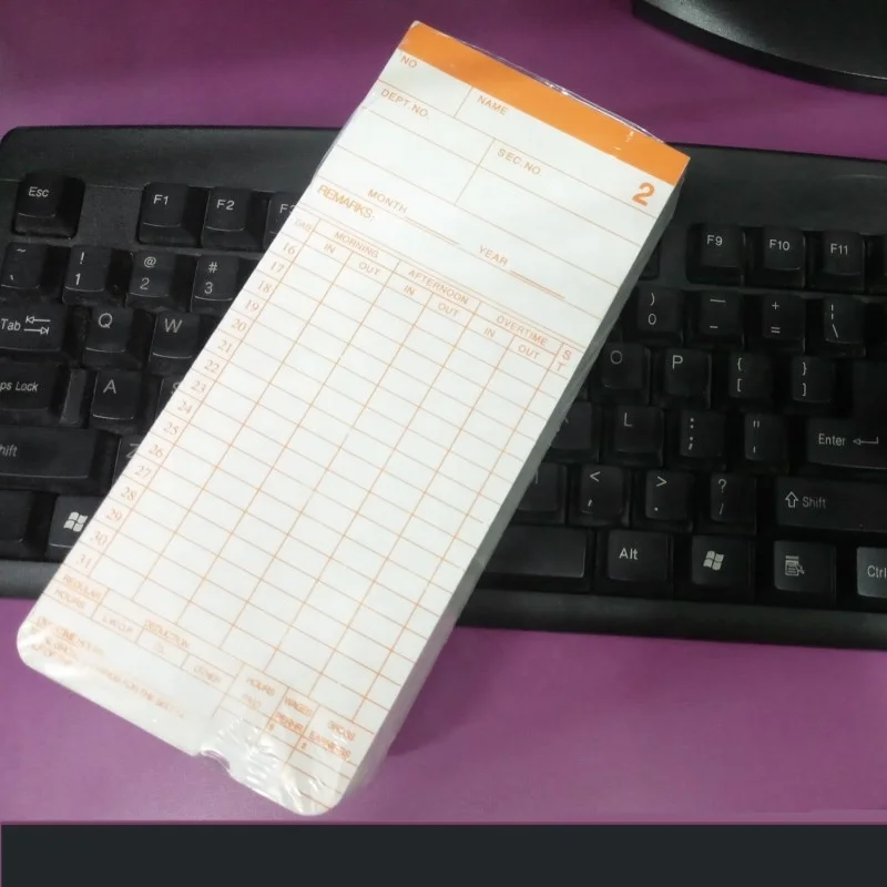 Special attendance card paper for English clock clocking in, English card paper, work card, and attendance card
