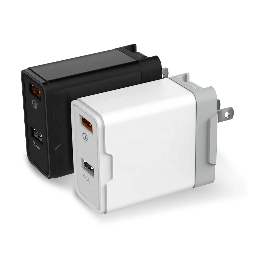 
Universal EU/US Plug QC 3.0 Travel Wall Charger 5V 2.4A + 1 Quick Charge 