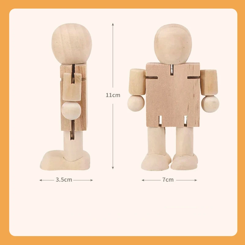 Wholesale China Wooden Robot Home Figurines Decoration Wooden DIY Early Education Toys Nordic Wood Carving Crafts