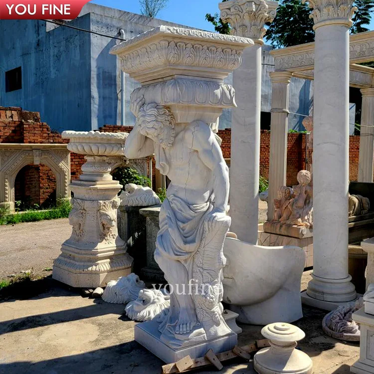White Stone Columns Stone Pillars Tiles Marble Pillars Design