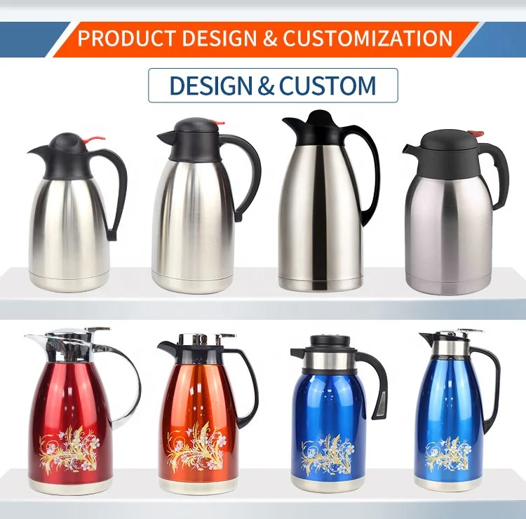 WUJO 1.2L 1.5L  2L 3L  Wholesale Arabic Thermos Hotel Vacuum Double Wall Afghanistan Coffee Pot Factory