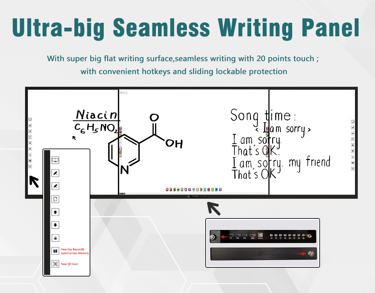 162 Inch LED LCD Panel led interactive board Display Blackboard Interactive Whiteboard Touch Screen Smart Board Classroom