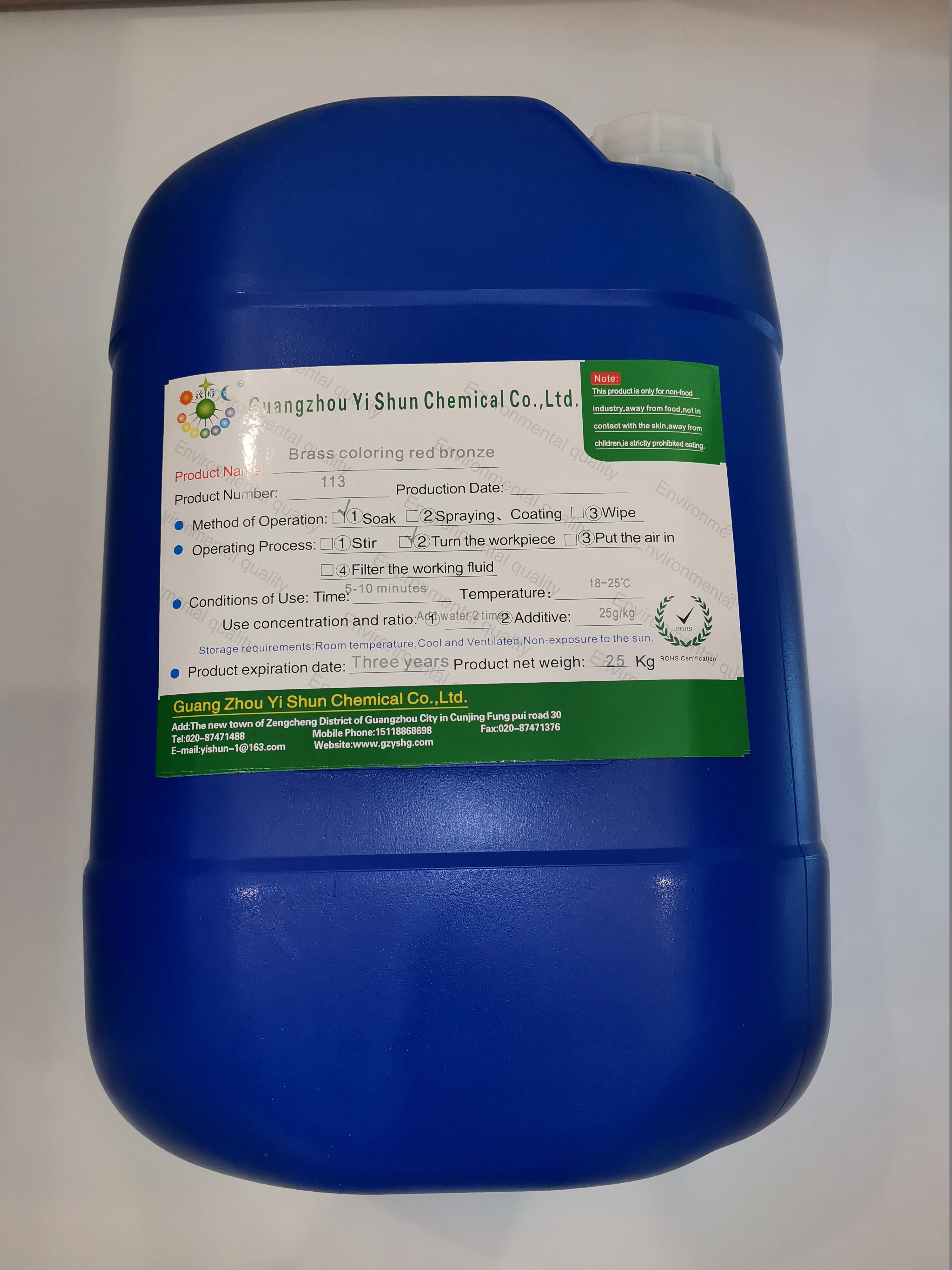 Green brass colorant red bronze reagent