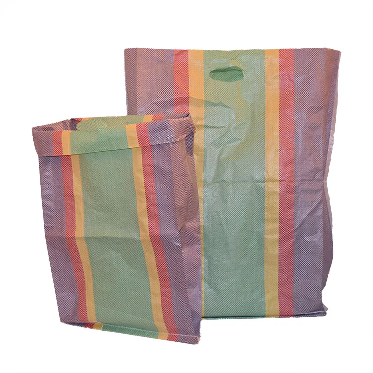
colorful strip pp woven bag sack ,rice bag shopping bags pp woven sack with colorful thread export to Africa 