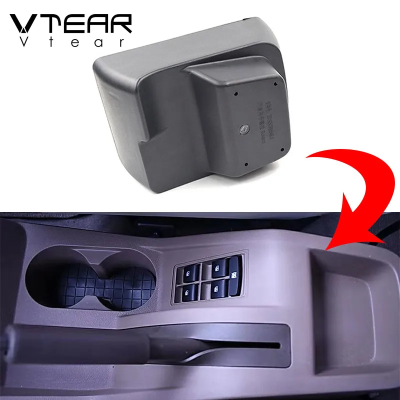 Vtear For Mahindra Bolero armrest leather USB interface storage box red thread car-styling interior ABS arm rest accessories