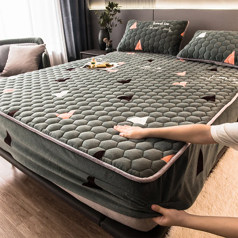 Laminated Cotton Thickened Milk Fleece Bed Cover For Autumn And Winter Warm Bed Cover Simmons Mattress Cover Fully Surrounded
