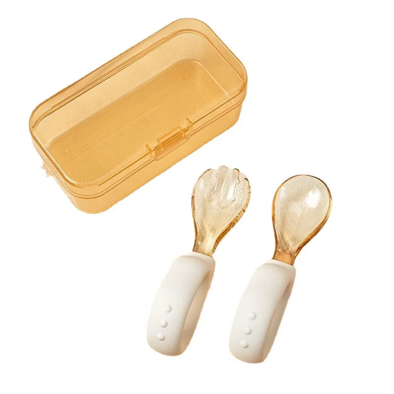 Newsun Silicone PPSU Baby Spoon And Fork Set Feeding Food Safety For Babies Training