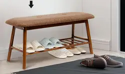 New Arrival Shoes Bench Rack with Seat Cushion Bamboo 3 Tier Multi-functional For Bedroom Front Door