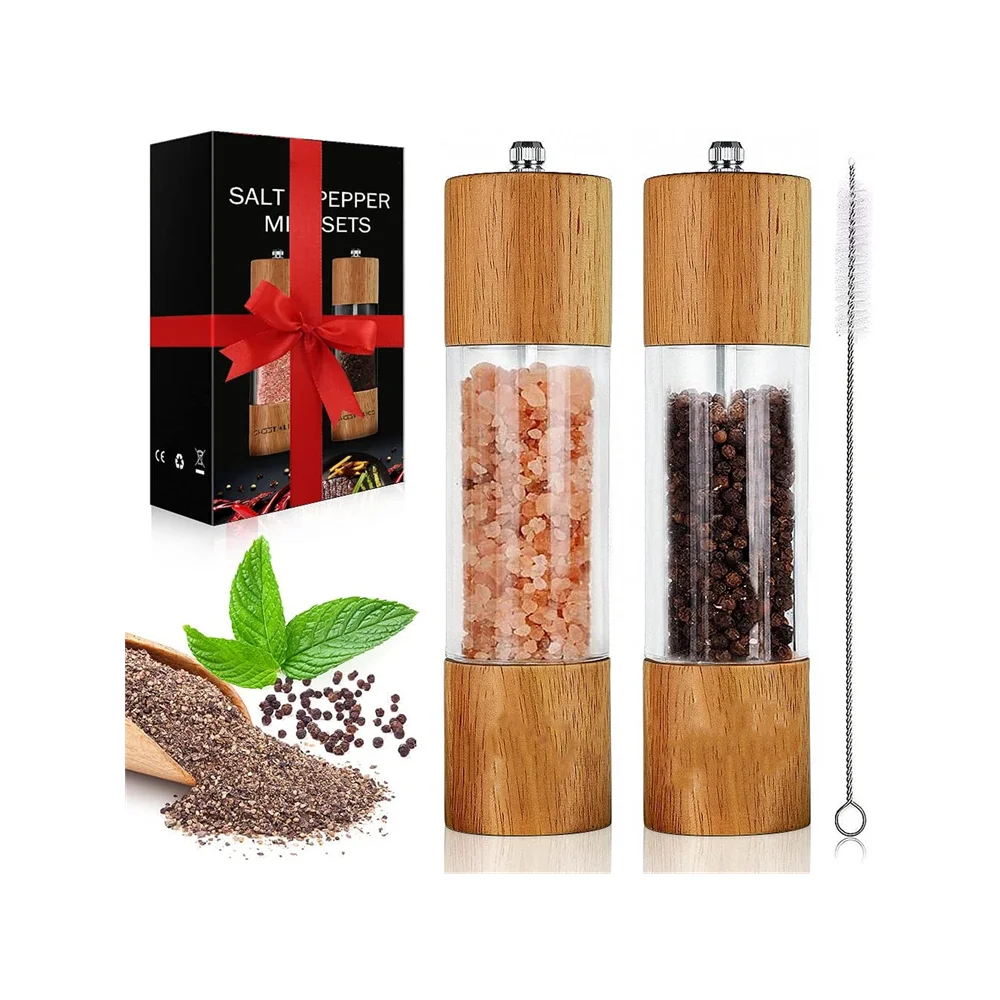 Деревянные шейкеры с регулируемым керамическим сердечником набор для акриловой соли и перца ручная мельница