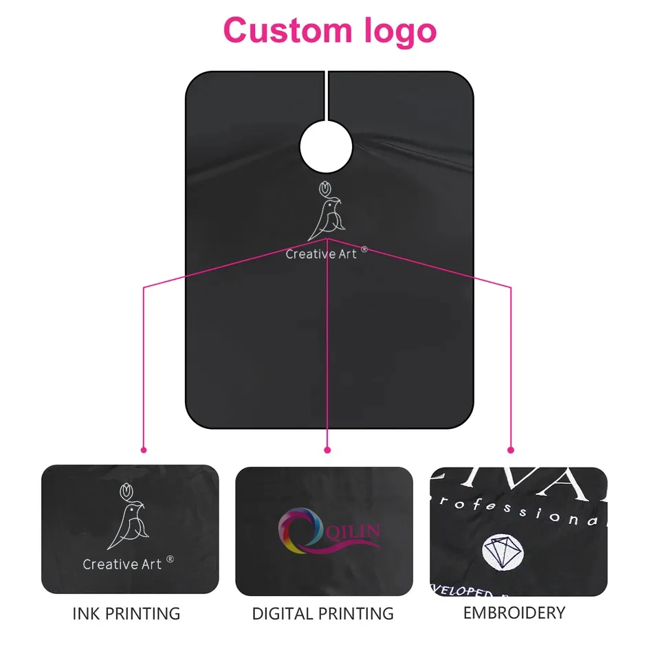 New Design Custom Black Nylon Client Polyester Peach Skin Salon Hairdresser Rober Barber Hair Salon Robes