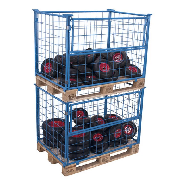 Warehouse stacking welded metal half door euro powder coated wire mesh pallet cage for sale