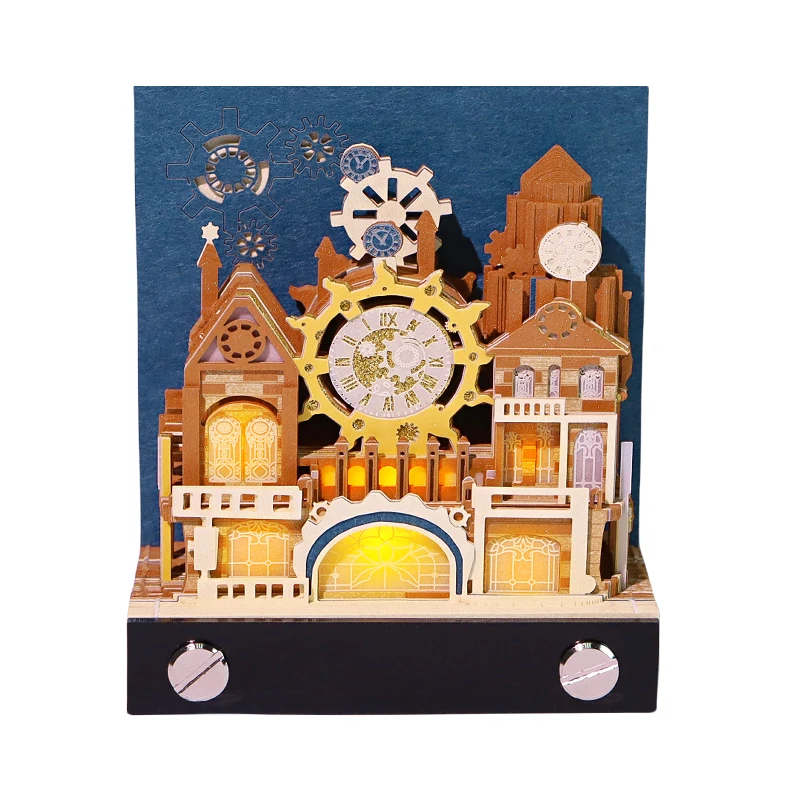 3D Memo Pad Custom Cyberpunk Clocks Notepad Paper Crafts Punk Building With Light Note Pads Bookmarks Stationery Christmas Gift