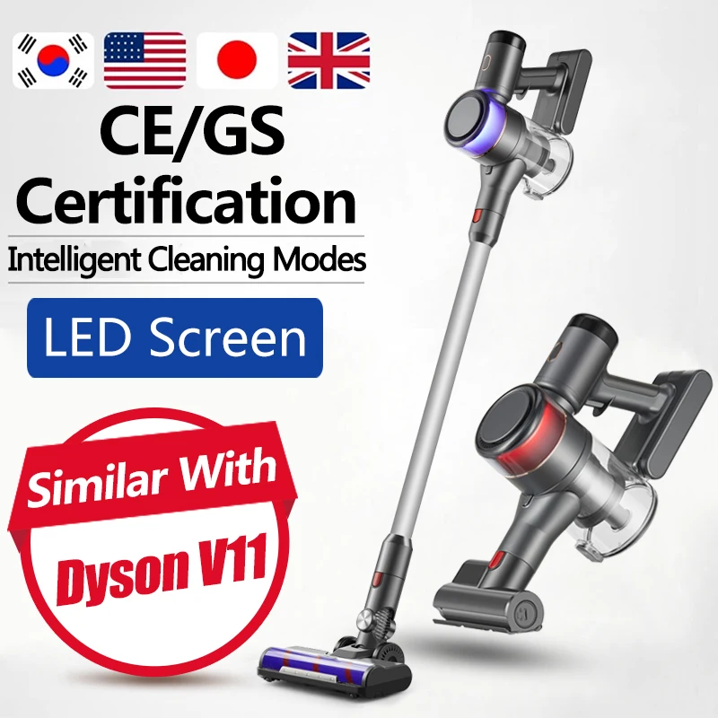 330W 23000Pa LED Screen Rechargeable Battery Cordless Steam Vacuum Cleaner With 3 Speed