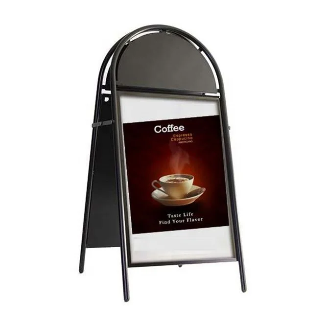 Advertising Display Banner Stand Poster A Frame Sidewalk Sign Holder With Header Panel