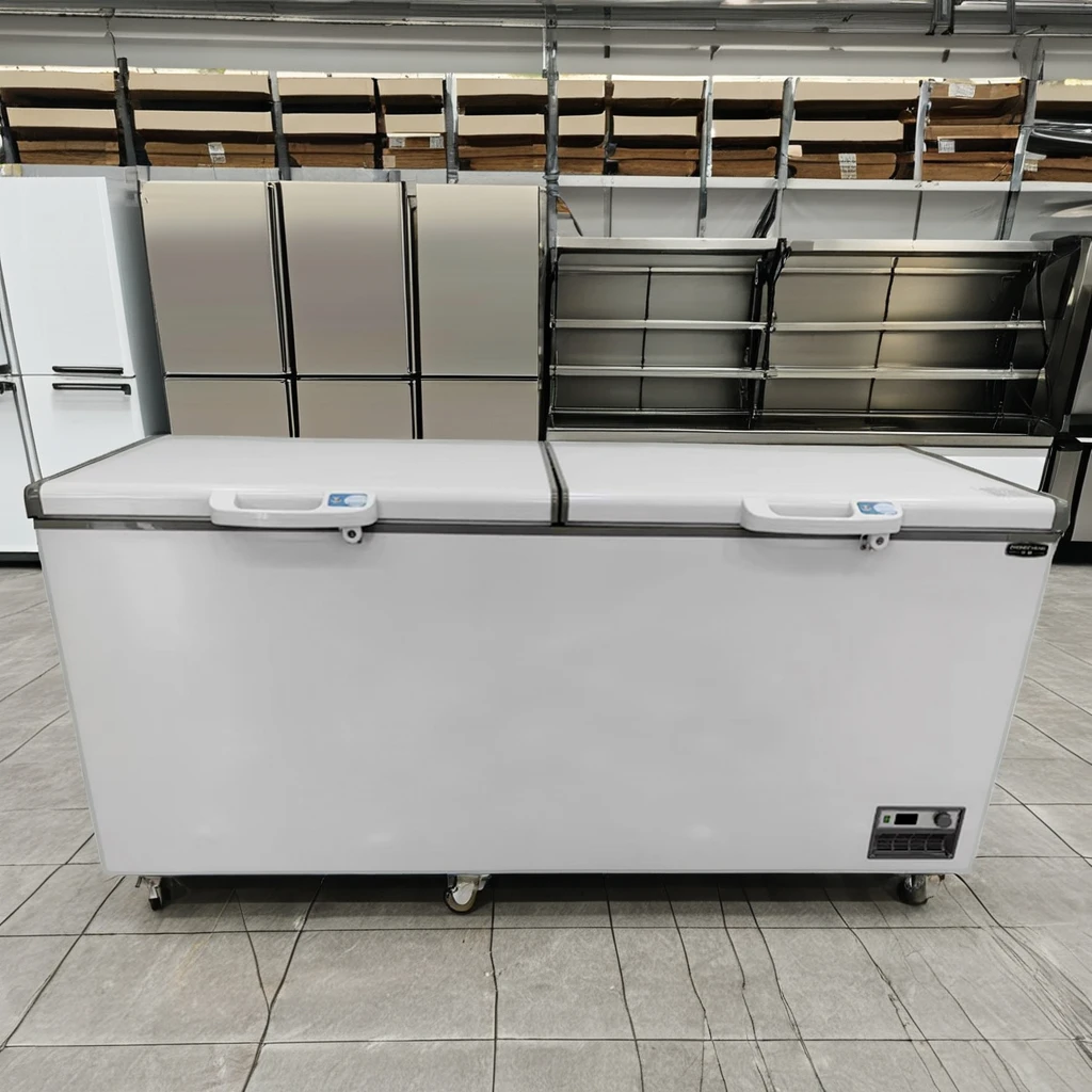 Xiangming double door horizontal deep cabinet677L 220V freezer, supermarket frozen meat kitchen equipment freezer type freezer