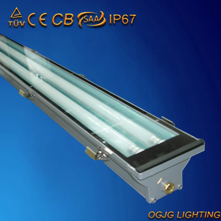 OGJG single double t5 t8 fluorescent tube lights LED vapor tight fixture 2x36w IP67 waterproof tri-proof light