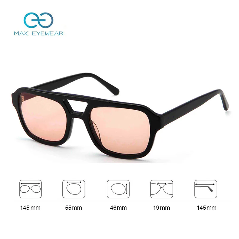 New Trending Retro Classic Double Bridge Oversized Acetate Sunglasses For Women Custom Logo Designer Sun Glasses