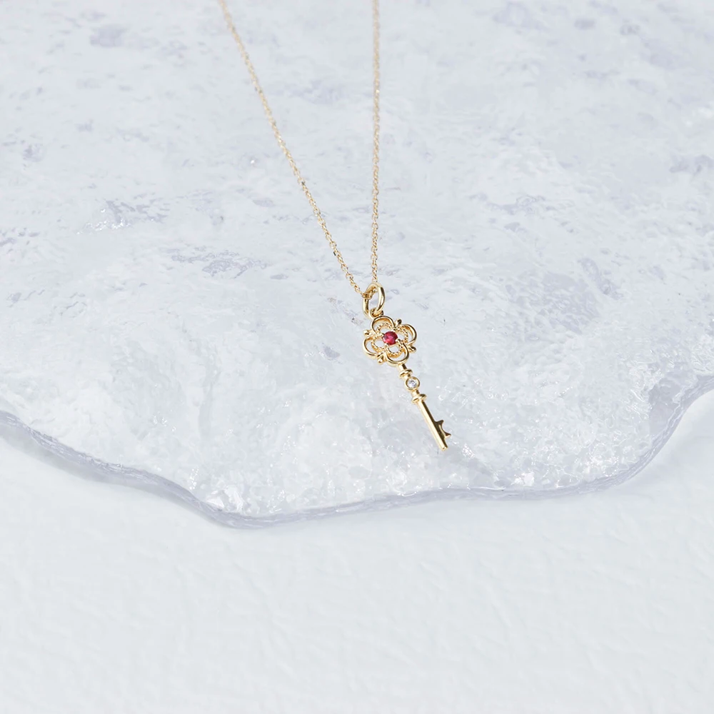 Chris April custom solid gold 18k 14k 9k diamond ruby key necklaces