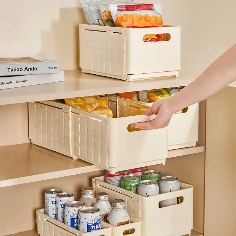 Stackable PP Plastic Extension Storage Container Telescopic Desktop Extendable Cabinet Storage Box