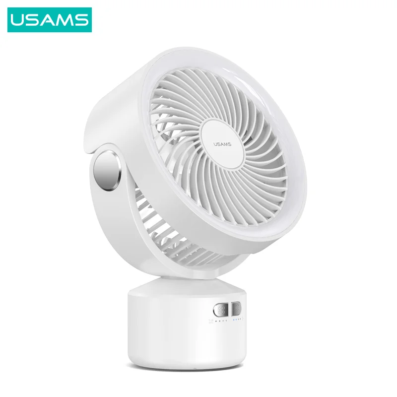 USAMS ZB258 outdoor camping fan with led light 4000mAh 4in1 design desk ceiling floor fan night light battery mini fan