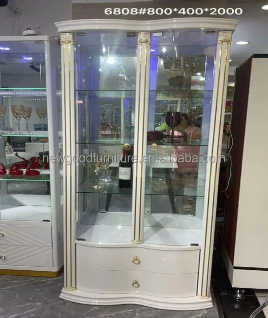 Vitrine Display Showcase Boutique Wine Cabinet Furniture Design Lockable Glass Metal Modern for Home Living Room Furniture