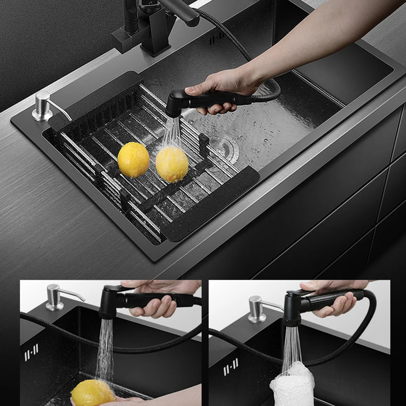 Drop in Kitchen Sink Stainless Steel Workstation Single Bowl Sink 200mm Deep Large Sink