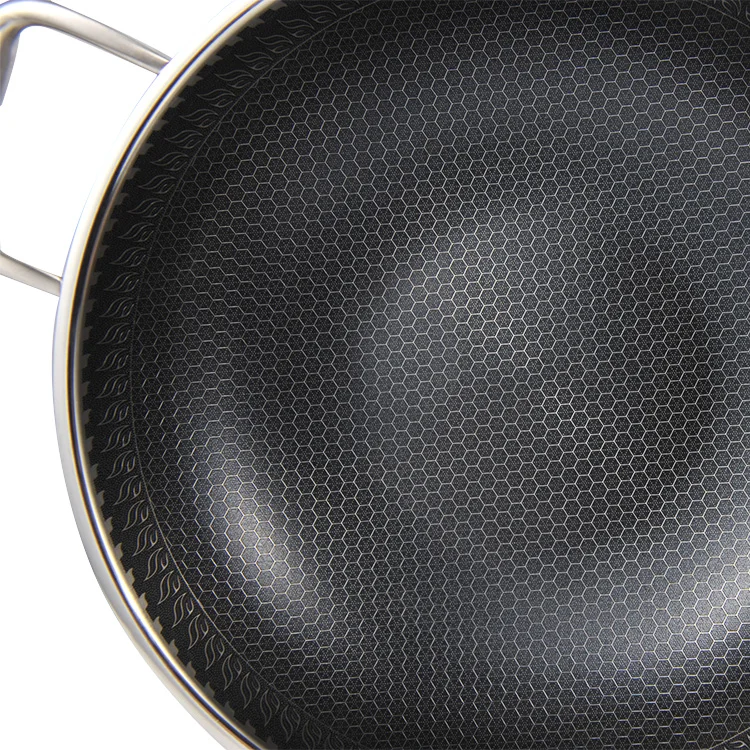  31cm/35cm/33cm Honeycomb Non-stick Nonstick Large Wok Stainless Steel 316 Grill Frying Pan