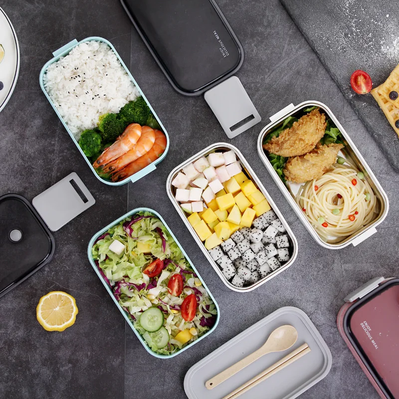 
Eco-Friendly Stackable Reusable PP Plastic Bento Lunch Box Two Layer Compartments Portable stainless steel 304 inner 