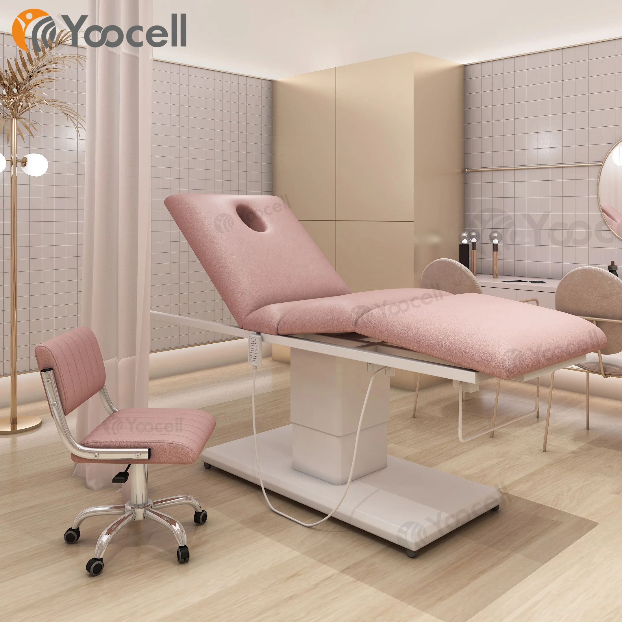  Yoocell Горячая продажа мягкий розовый цвет Массаж Лица Кровать Лечение электрический с 3 Мотором для спа массаж салон