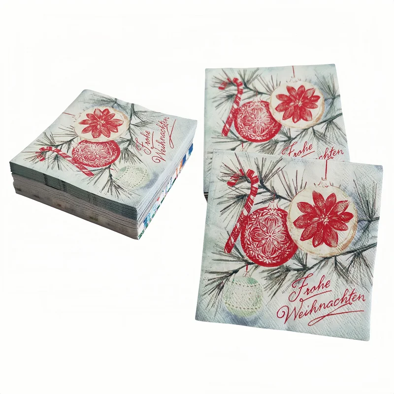 Factory customized 3-layer printed napkins high-quality Christmas napkins