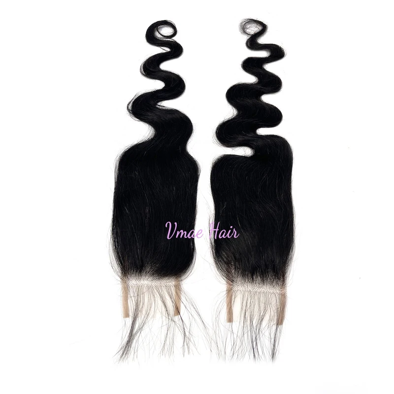 VMAE Wholesale Virgin Human Hair Extensions Cuticle Aligned Raw Peruvian Body Wave 2*6 HD Lace Closure Straight 100g Transparent