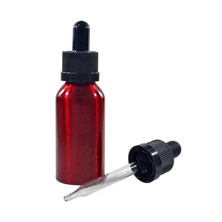 factory RUIPACK OEM RTS 60ml 100ml empty and natural silver aluminum dropper cap bottle for liquid manufacturer/wholesale