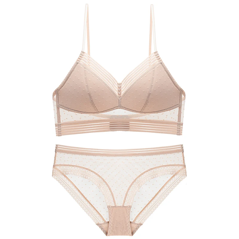 Beautiful Solid Color Sexy Brassieres Underwear Set Sexy Lace France Thin Lingerie women Fancy bra and panty sets