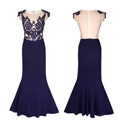 Custom Sleeveless O-neck Women Casual Trumpet Dress Elegant Lace Embroidery Weddings Bridesmaid Mermaid Dresses With Zipper