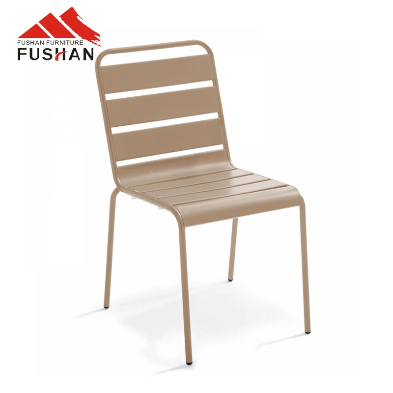 Hot sell coffee shop outdoor wind chair modern hotel waterproof leisure blue metal stackable dining outdoor chairs and table set
