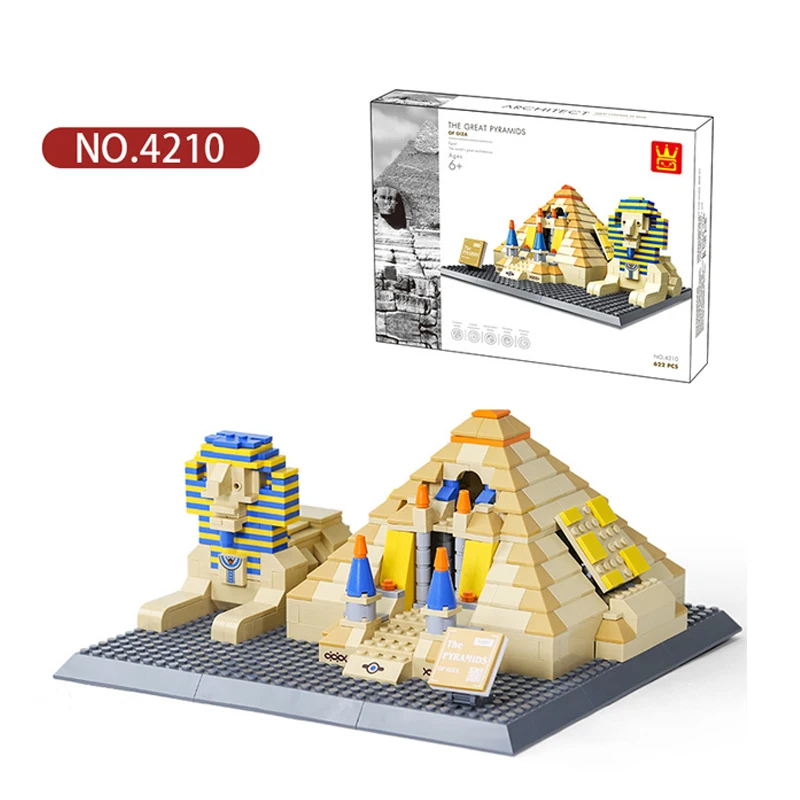 4210 Historic Interest Architecture Egypt Pharaoh Pyramid Building Blocks Sets Bricks Classic Kids Bricks Toys for Christmas