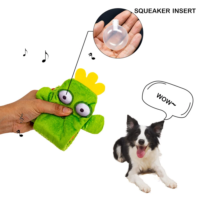 Wholesale Custom Green Cactus No Stuffing Soft Plush Squeaky Dog Chew Puppy Toys
