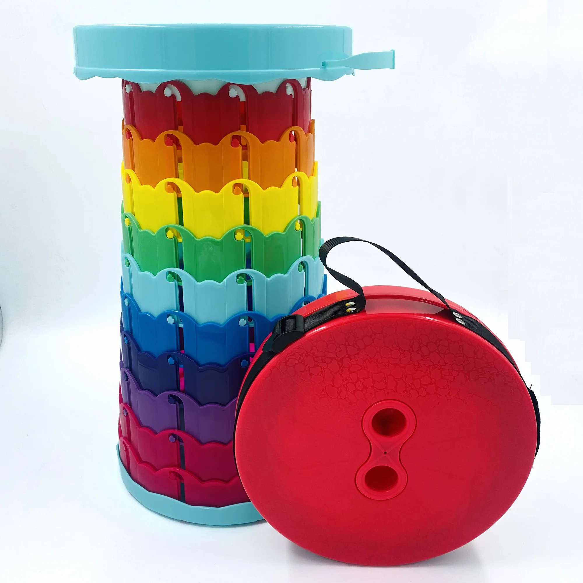 Outdoor travel portable stool plastic  retractable folding rainbow telescopic stool