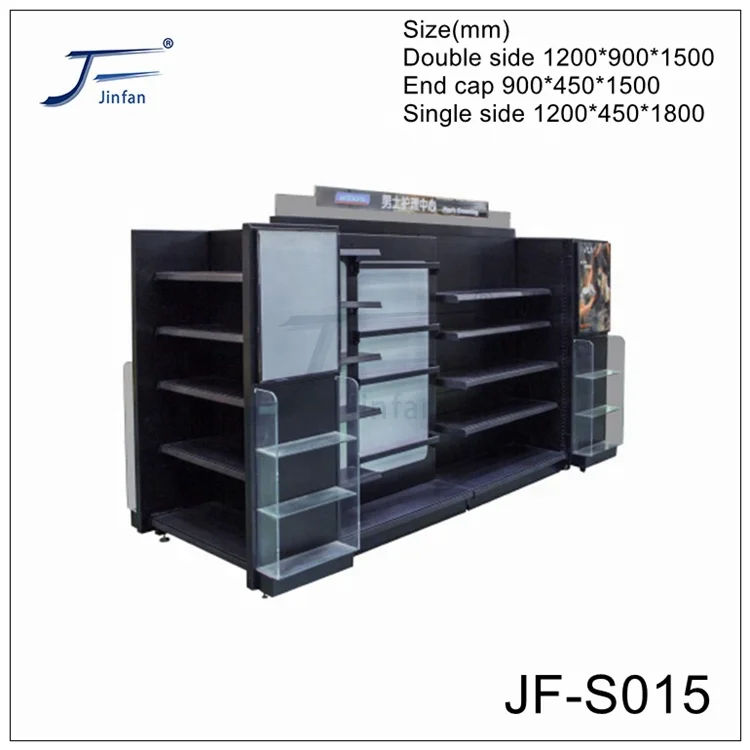 Customized High Quality Supermarket cosmetics and skin care products semi-circle glass display shelving