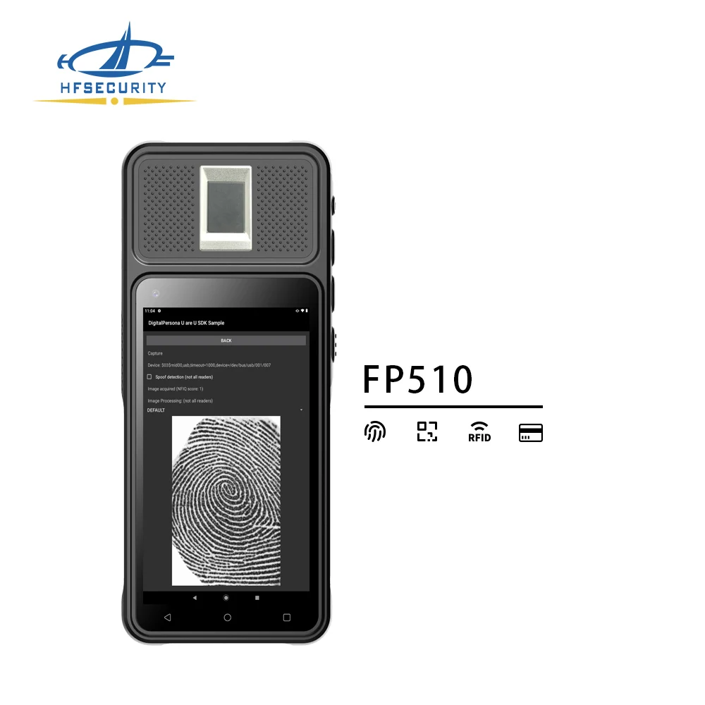 HFSecurity FP520 Rugged Android PSAM Free SDK 1D/2D Barcode Scanner Time Attendance Fingerprint Waterproof Tablet