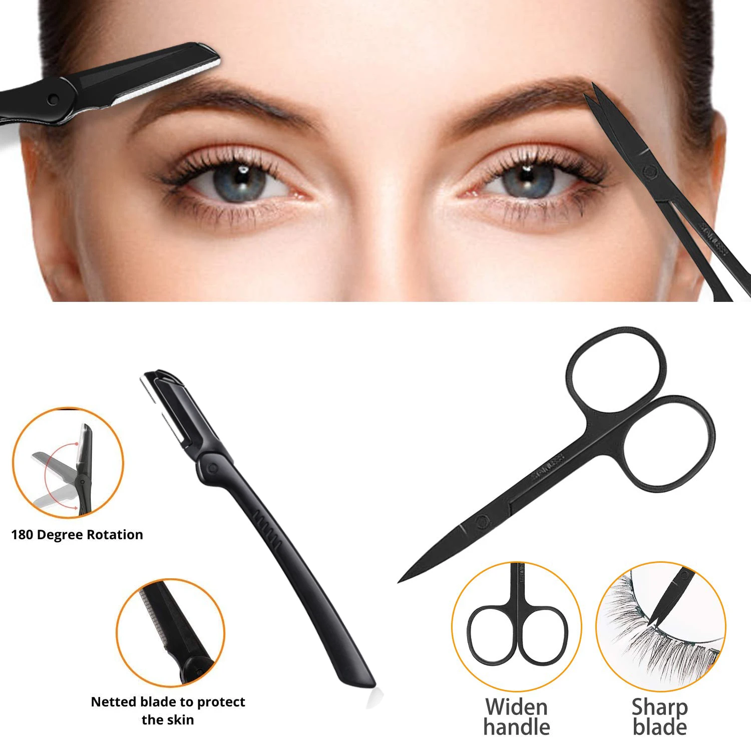 
Eyebrow Scissors Eyebrow Grooming Kit with Face Eyebrow Razor Eye Trimmer Brush and Comb for WomenEyebrow Tweezers lash 